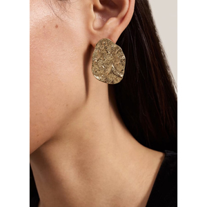 Phase Eight Gold Large Textured Circle Stud Earrings